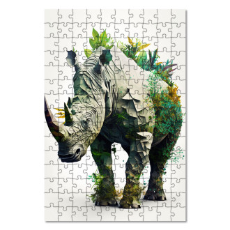 Drevené puzzle Prírodný nosorožec