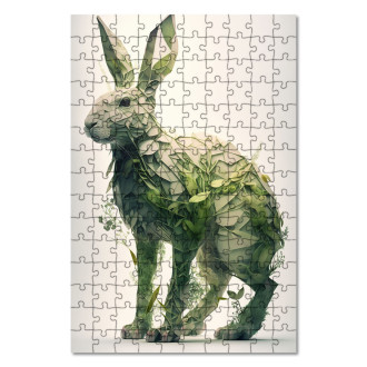 Drevené puzzle Prírodný zajac