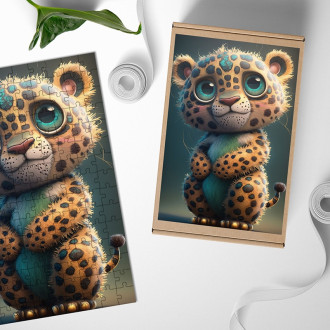 Drevené puzzle Animovaný leopard