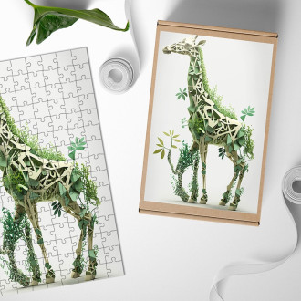 Drevené puzzle Prírodná žirafa
