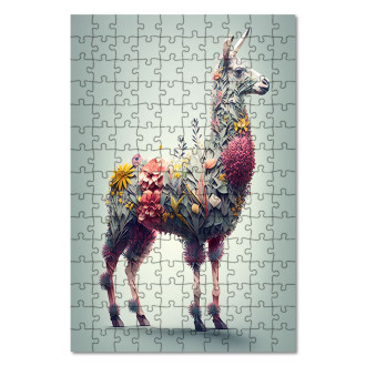 Drevené puzzle Kvetinová lama