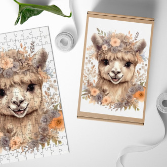 Drevené puzzle Mláďa ťavy v kvetoch