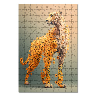 Drevené puzzle Kvetinový gepard