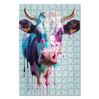 Drevené puzzle Graffiti krava