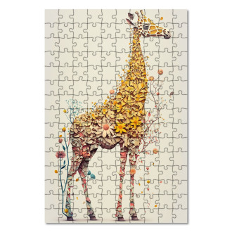 Drevené puzzle Kvetinové žirafa
