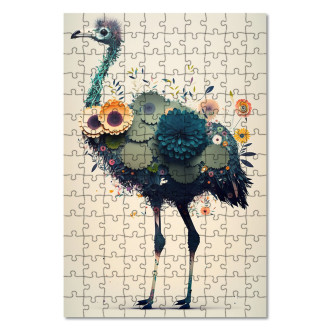 Drevené puzzle Kvetinový pštros