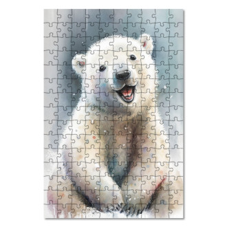 Drevené puzzle Akvarelový ľadový medveď
