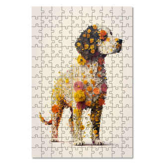 Drevené puzzle Kvetinový pes