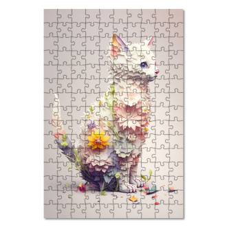 Drevené puzzle Kvetinová mačka