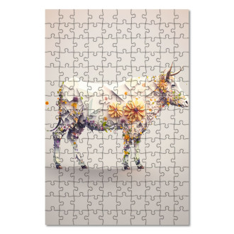 Drevené puzzle Kvetinová krava