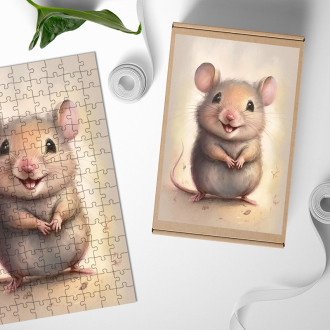Drevené puzzle Akvarelová myš