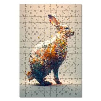 Drevené puzzle Kvetinový zajac