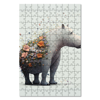Drevené puzzle Kvetinový hroch