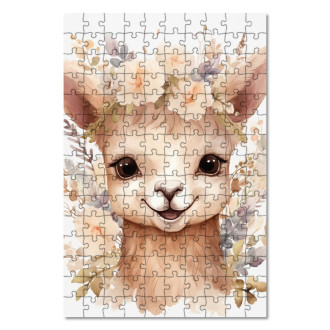 Drevené puzzle Mláďa lamy v kvetoch