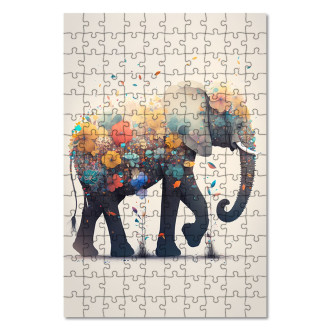 Drevené puzzle Kvetinový slon