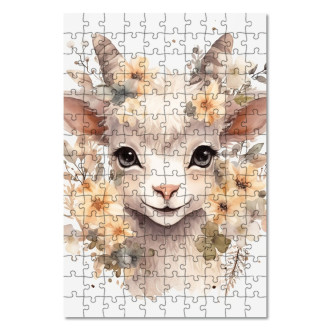 Drevené puzzle Mláďa kozy v kvetoch
