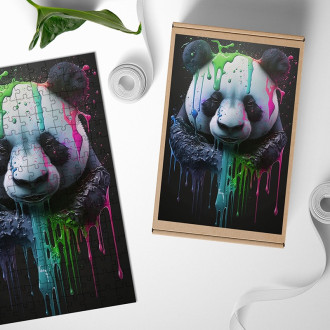 Drevené puzzle Graffiti panda