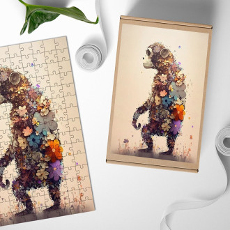 Drevené puzzle Kvetinový šimpanz