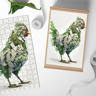 Drevené puzzle Prírodné sliepky