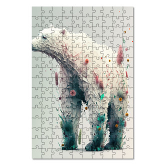 Drevené puzzle Kvetinový ľadový medveď