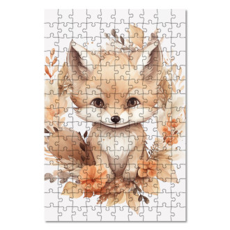 Drevené puzzle Mláďa líšky v kvetoch