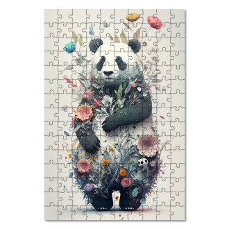 Drevené puzzle Kvetinová panda