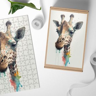 Drevené puzzle Graffiti žirafa