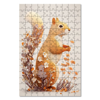 Drevené puzzle Kvetinová veverička