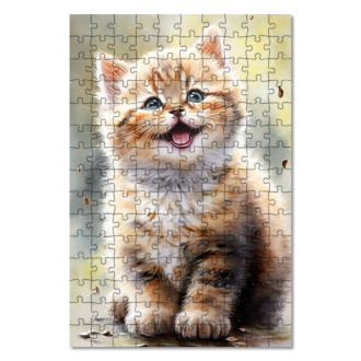 Drevené puzzle Akvarelová mačka