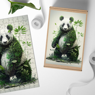 Drevené puzzle Prírodná panda
