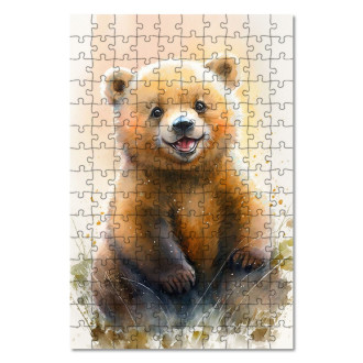 Drevené puzzle Akvarelový medveď