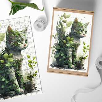Drevené puzzle Prírodná mačka
