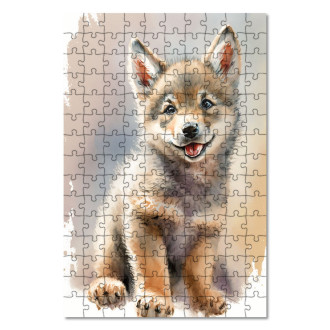 Drevené puzzle Akvarelový vlk