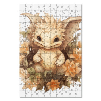 Drevené puzzle Mláďa draka v kvetoch