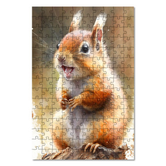 Drevené puzzle Akvarelová veverička