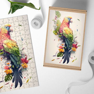 Drevené puzzle Kvetinový papagáj