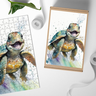 Drevené puzzle Akvarelová korytnačka