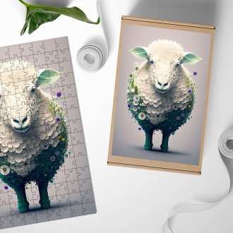 Drevené puzzle Kvetinová ovca