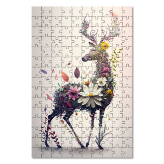 Drevené puzzle Kvetinový jeleň