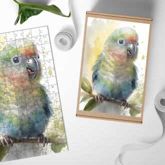 Drevené puzzle Akvarelový papagáj