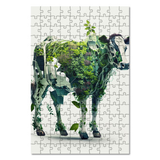 Drevené puzzle Prírodná kravička