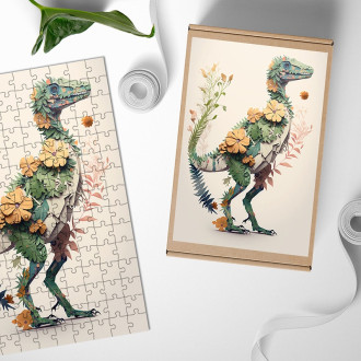 Drevené puzzle Kvetinový dinosaur
