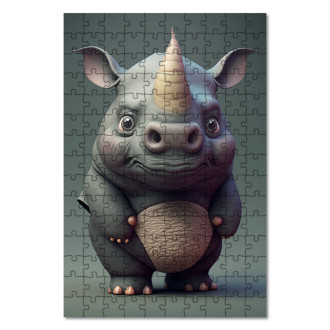 Drevené puzzle Animovaný nosorožec