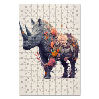 Drevené puzzle Kvetinový nosorožec