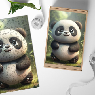 Drevené puzzle Animovaná panda