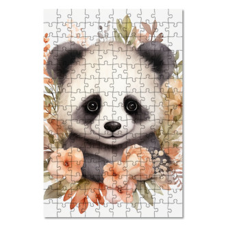 Drevené puzzle Mláďa pandy v kvetoch