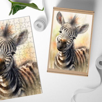 Drevené puzzle Akvarelová zebra