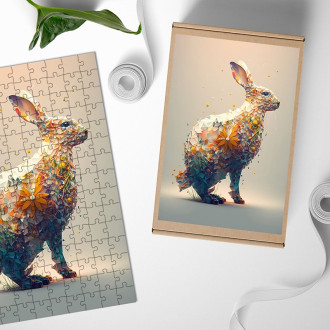 Drevené puzzle Kvetinový zajac