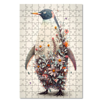 Drevené puzzle Kvetinový tučniak