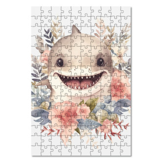 Drevené puzzle Mláďa žraloka v kvetoch